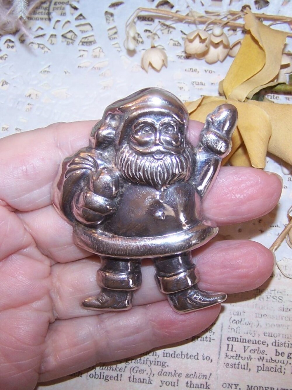 Vintage Sterling Silver Pendant - Santa Claus with Sack